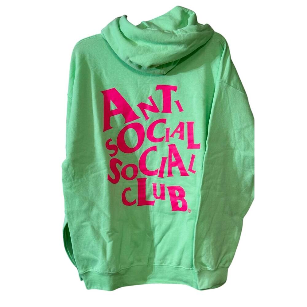 Anti Social Social Club Hoodie Mint Green Pink Wavy Logo ASSC Men's Large NWT